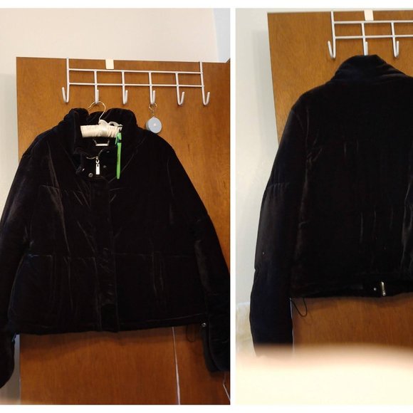 NEW with tags NWT Macy's JouJou black soft velvety Puffer coat 1X/Junior… - Picture 3 of 6